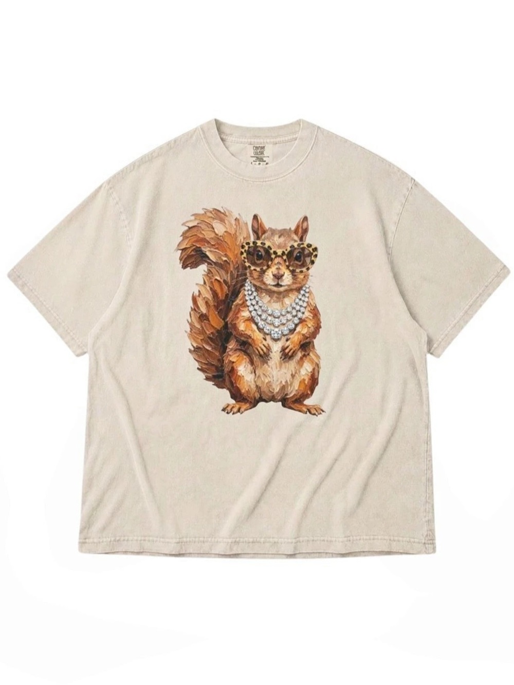 Comfort Colors Graphic Squirrel Tee in Ivory Like New